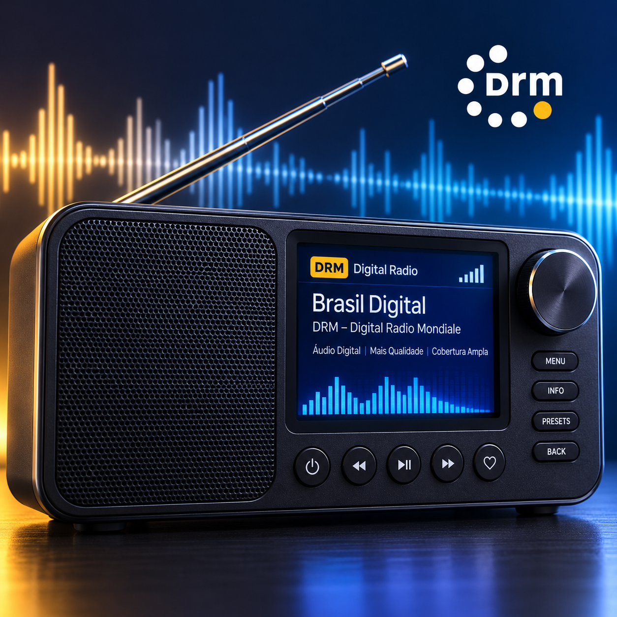 Painel visual sobre rádio digital DRM